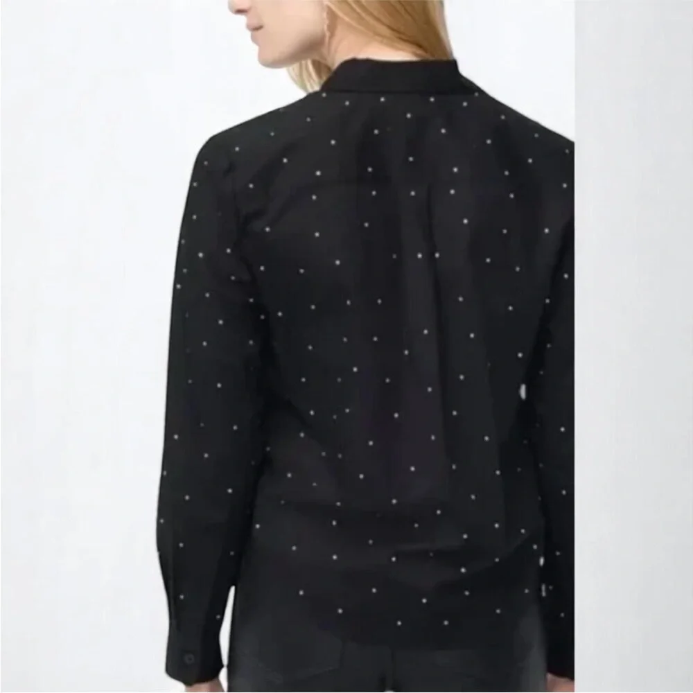 NWT J. Crew | Women’s Black Long Sleeve Button Down Rhinestone Shirt Size XXS